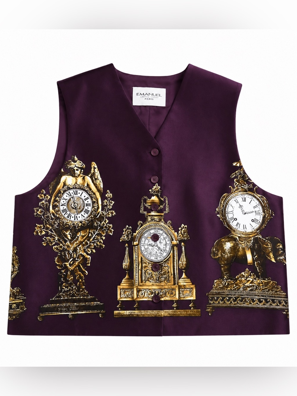 Emanuel Ungaro Petite Royal Purple Silk Clock Vest M / see measurements